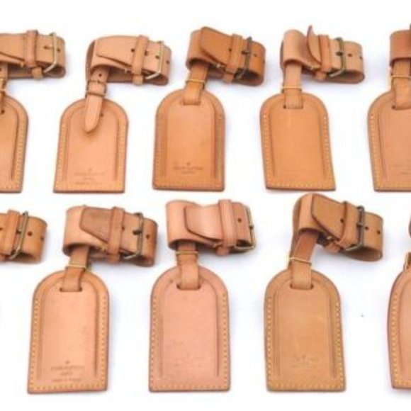 Vintage Louis Vuitton Luggage Tag Poignet Vachetta Leather Brass Gold Tan LV - Picture 8 of 14